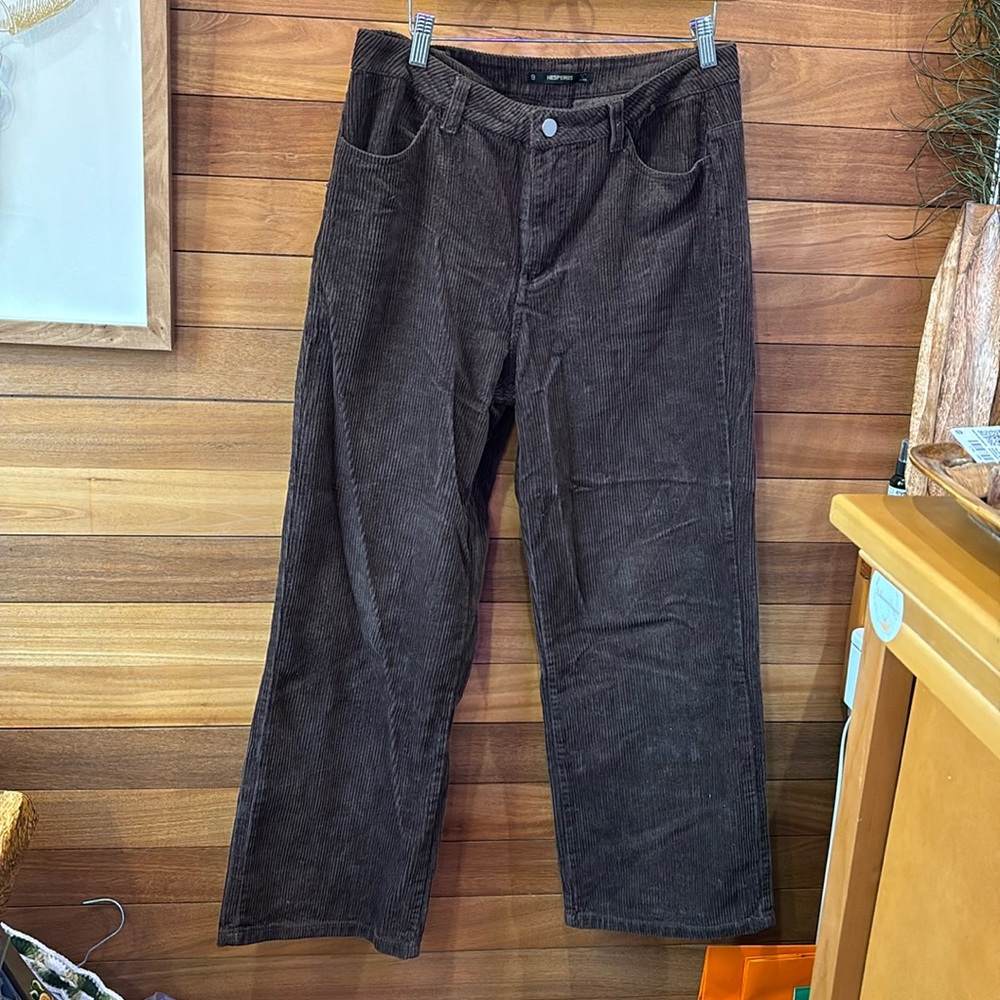 Brown Corduroy Wide Leg Pants